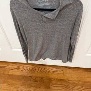 Gray Long Sleeve Polo Top